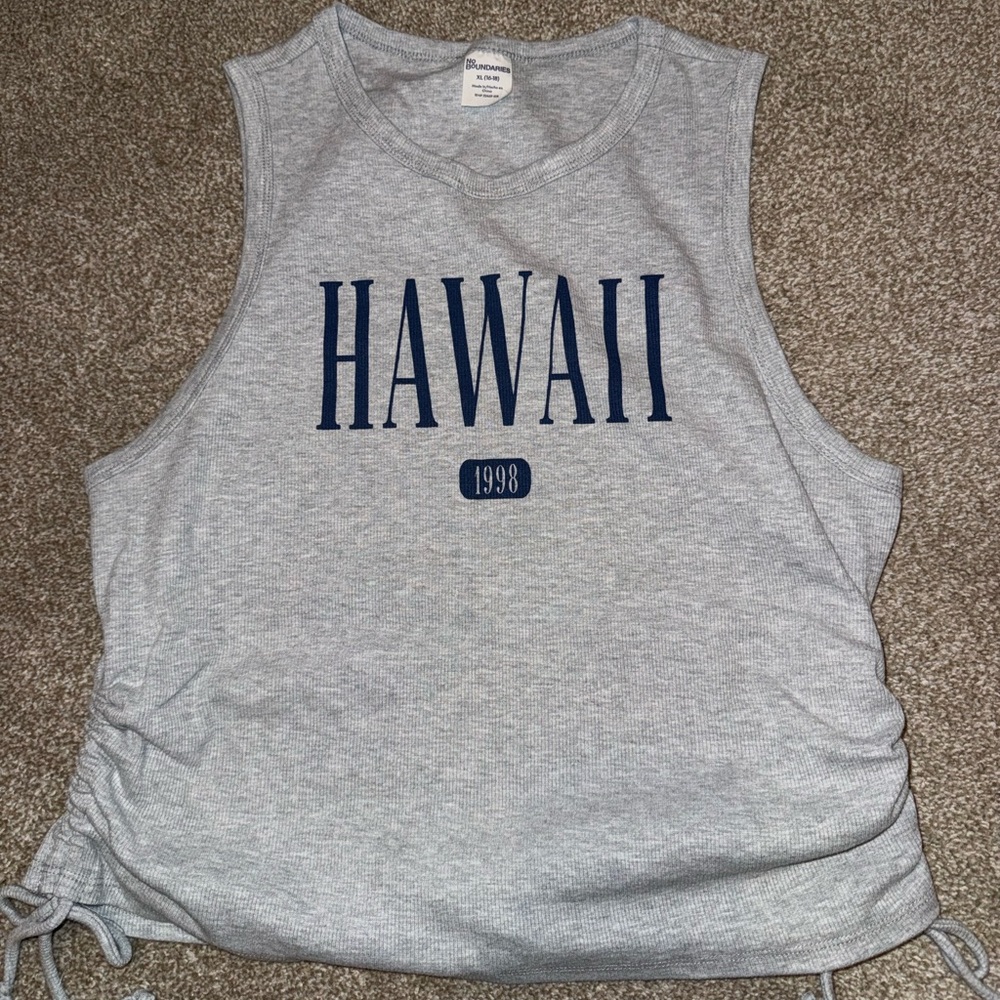 No Boundaries Gray Muscle Tee with Hawaii Print
